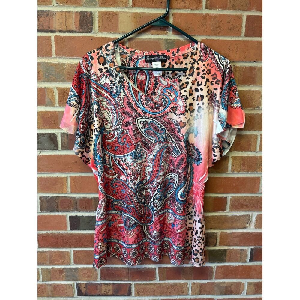 Y2K Animal Print Paisley Statement Blouse